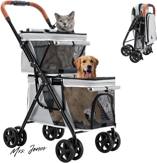 PawHut Opvouwbare Hondenbuggy Hondenbuggy voor Honden en Katten Hondentrolley Kattenbuggy Oxford Rood 67 x 45 x 96 cm
