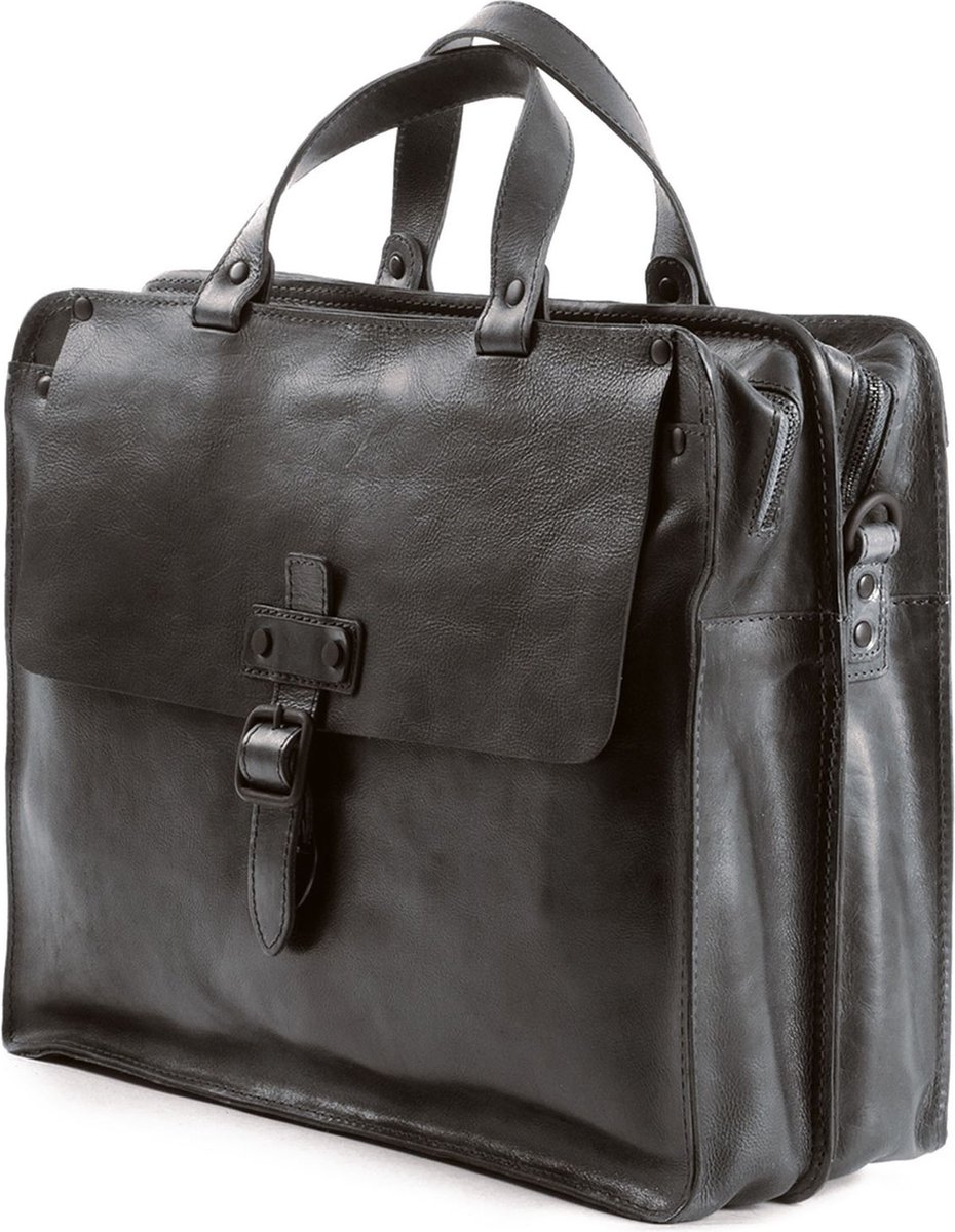 HAROLD'S Leren Business tas Afzonderlijke gevallen Aberdeen Businessbag Twin Black Zwart