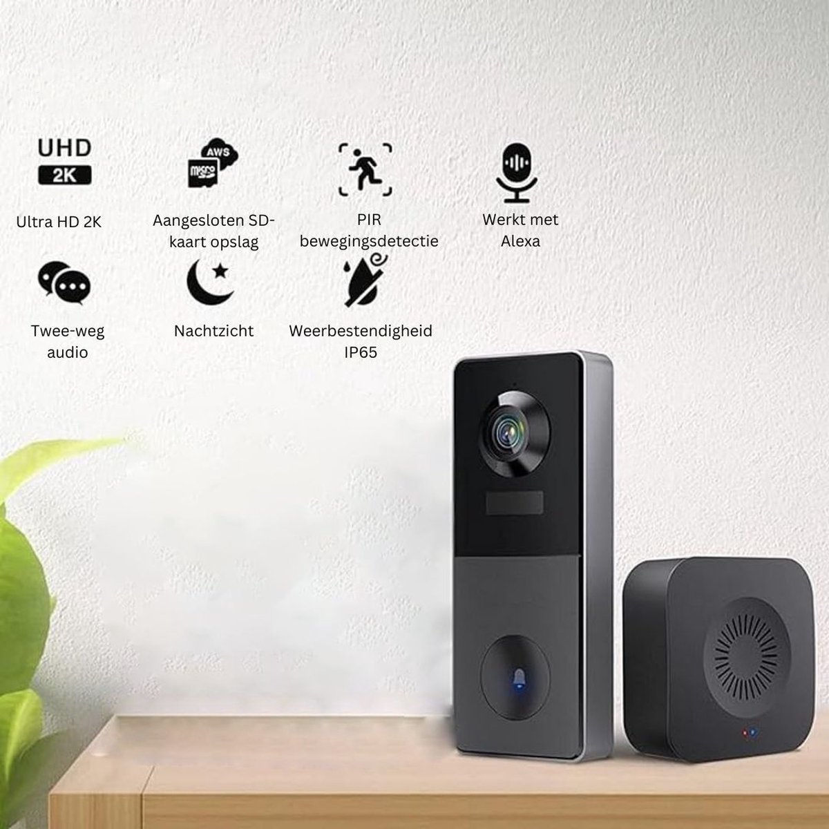 White-Label® Draadloze Video Deurbel met Camera - Full HD - afbeelding 3