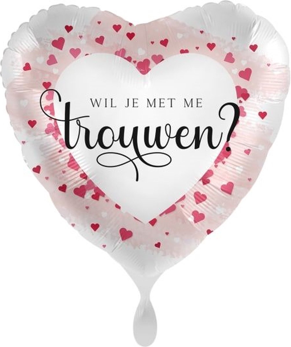 Folieballon Wil je met me trouwen? - hart vorm - huwelijks aanzoek