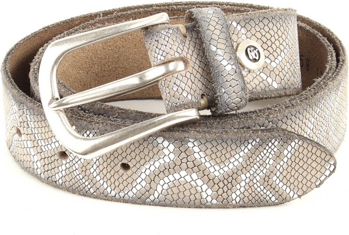 b.belt Riem Ledergürtel Animal W90 Vanille+Silbermetallic Beige Veelkleurig