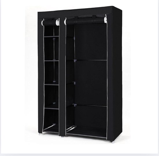 Spetebo Stoffen kledingkast donkergrijs - 160 x 70 cm - mobiele