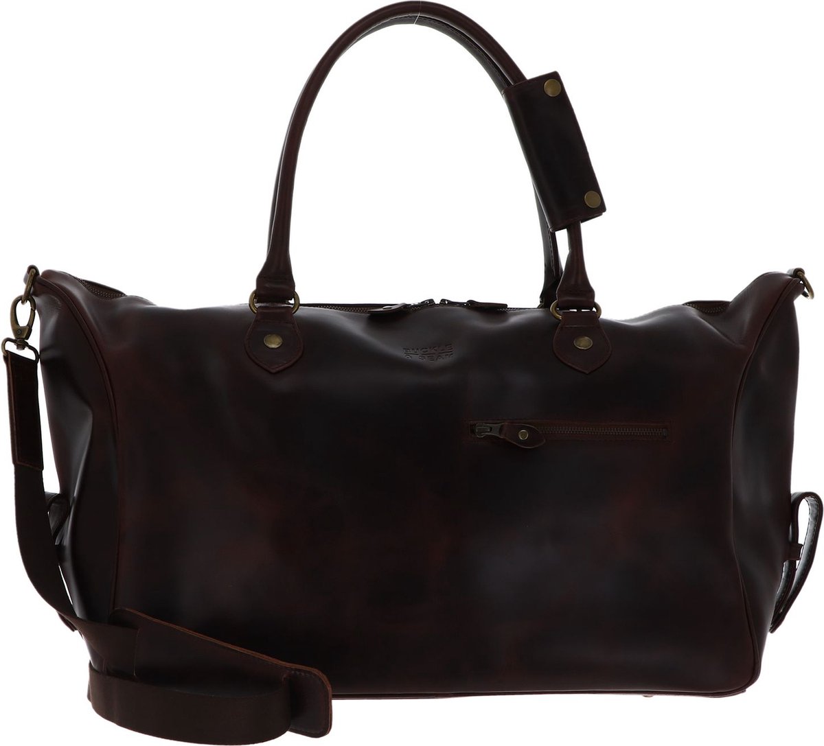 BUCKLE & SEAM Leren Reistas Linwood Weekender Brown / Dot Donkerbruin