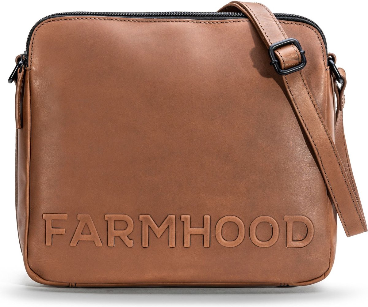 Farmhood Leren Schoudertas Nashville Crossbody Bag Mid Brown Bruine