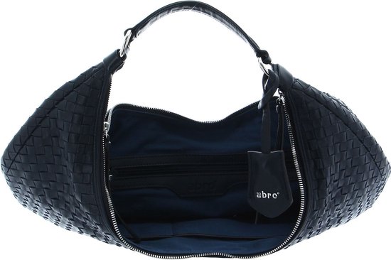 abro Cuir Sac à épaule Leather Piuma Weaving Hobo Bag Nana Navy Bleu