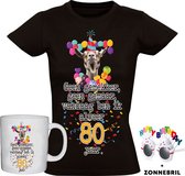 T-shirt femme drôle 80 ans + Mug + Lunettes - 80e anniversaire - anniversaire - cadeau - cadeau - chemise