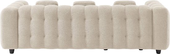 sweeek - Canapé d'angle réglable, 3-4 places, tissu bouclé, structure en bois d'eucalyptus et contreplaqué