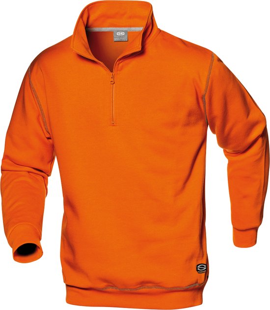 SIR SAFETY SIRFLEX ZIP COLLAR SWEAT-SHIRT Homme, Oranje - Col avec fermeture éclair - Poignets et taille en tricot élastique - Coutures en chaîne de couleur contrastée