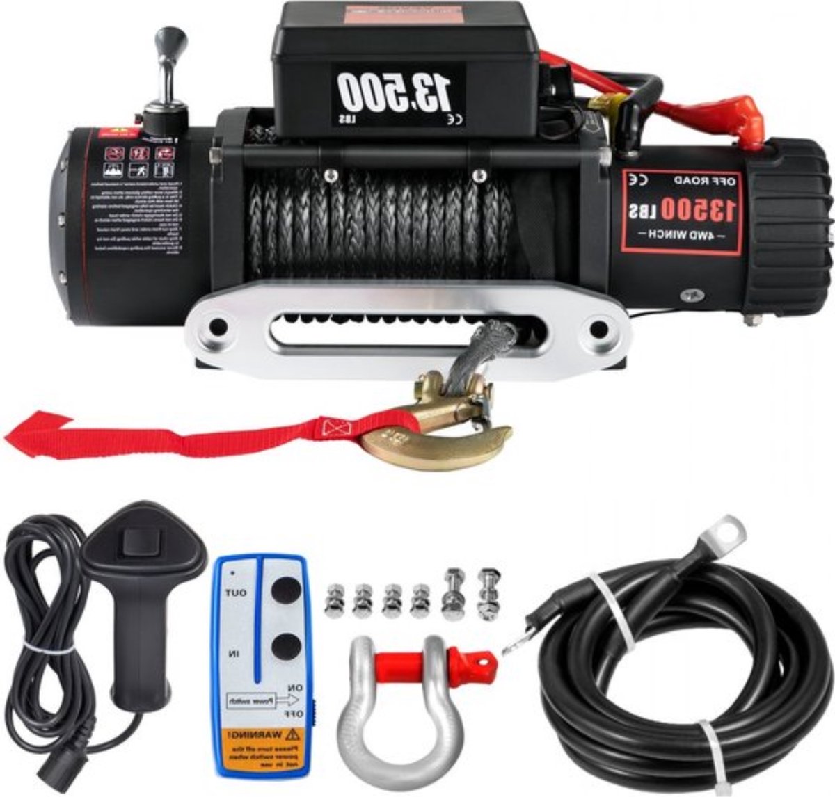 Elektrische Lier elektrische bergingslier Kabel Lier 12V Winch 13500LB Heavy Duty 4x4 synthetisch touw