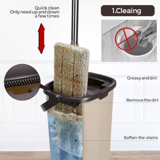 Système de vadrouille Lexium - Ensemble de vadrouille - Système de vadrouille avec essoreuse - Vadrouille avec seau - Serpillière