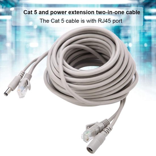 15M Cat-5 Ethernet-kabel Power Extension Two-in-One kabel - Rj45 + DC - Ethernet CCTV-kabel IP-camera's NVR-systeem . van Vention — afbeelding 4