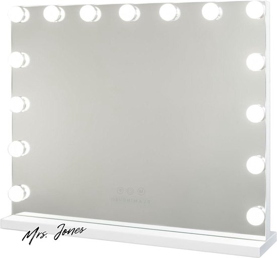 Madame Miroir Hollywood Jones avec Siècle des Lumières - Miroir de maquillage avec lumière Miroir de courtoisie 15 LED Miroir LED à commande tactile 3 modes - Miroir Hollywood.