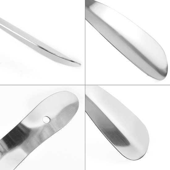 HERCHR 11.8'' Metalen Schoenlepel, Lange Handvat Schoenlepel Roestvrij Staal Laarzenlepel Extra Lange Schoentrekkracht met Opknoping Gat voor Senioren, Zwangere Vrouwen, Mannen, Kinderen