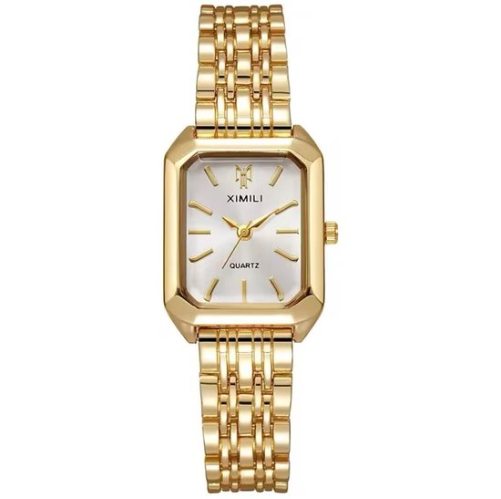 Ximili - Set Montre Femme Luxe avec Bracelet - Coffret Cadeau - Femme - Or avec Cadran Nacre - Coffret Luxe