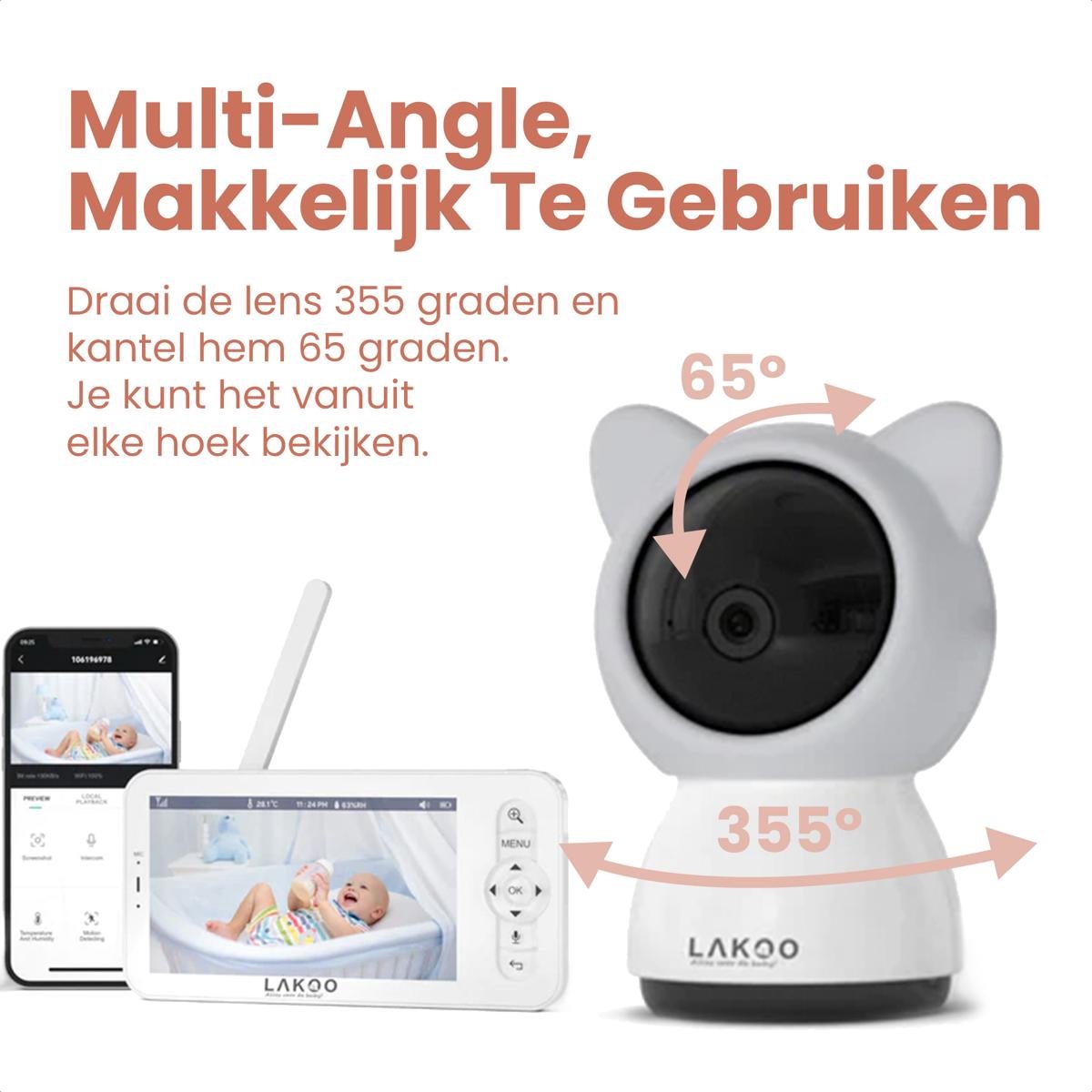 Afbeelding 3 van Lakoo BabyGuard Babyfoon - met Camera én App - 1080 PH - Baby monitor