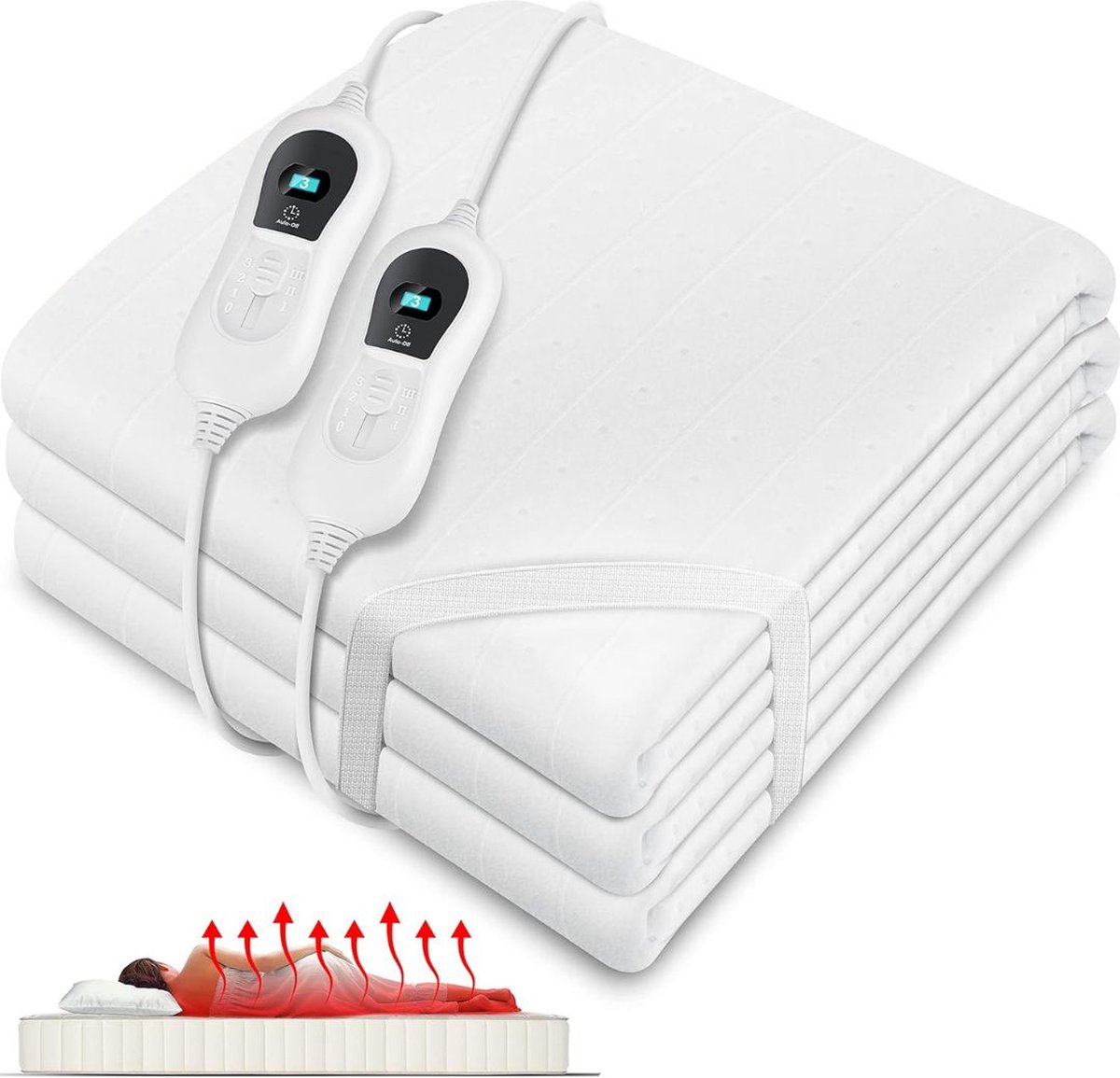 ApexArte® Elektrische onderdeken 2 Persoons - Warmtedeken Elektrisch - Extra Zacht - Wit