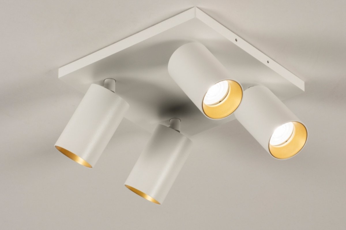 Lumidora Opbouwspot 31254 - DANI - 4 Lichts - GU10 - Wit - Goud - Metaal - Badkamerlamp - IP21