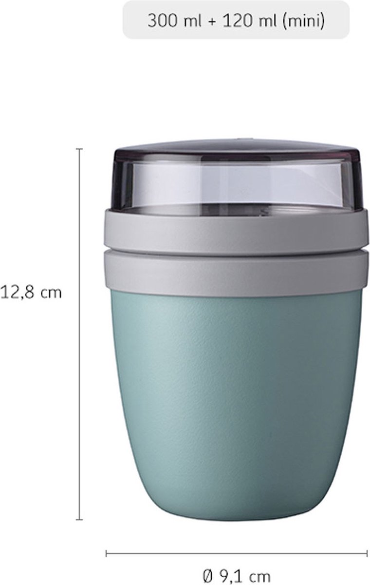Mepal Lunchpot mini Ellipse - 300 ml - Yoghurt en Muesli beker to go - Geschikt voor vriezer. magnetron en vaatwasser - Vivid mauve – foto 8
