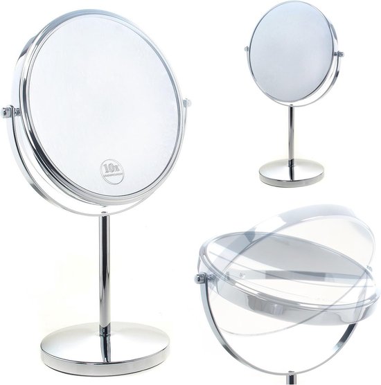 Tuka-staande spiegel 10 x vergroting, 20 cm cosmetische spiegel 360° draaibaar. Verchroomde make-up spiegel scheerspiegel tafelspiegel badkamerspiegel, dubbelzijdig: normaal 10x vergroting, TKD3105 Tuka-staande spiegel 10 x vergroting, 20 cm cosmetische spiegel 360° draaibaar. Verchroomde make-up spiegel scheerspiegel tafelspiegel badkamerspiegel, dubbelzijdig: normaal 10x vergroting, TKD3105