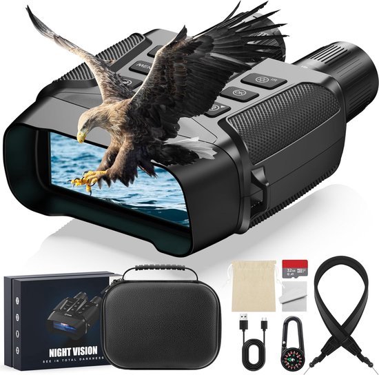 Dowesyeen Digitale verrekijker met nachtzicht, 3 inch tft lcd-nachtzichtapparaat, jachthulpapparaat, 4K HD, 1080p vizier, 6000 mAh ricarabicabile, 5 x digitale zoom om op te sporen, voor