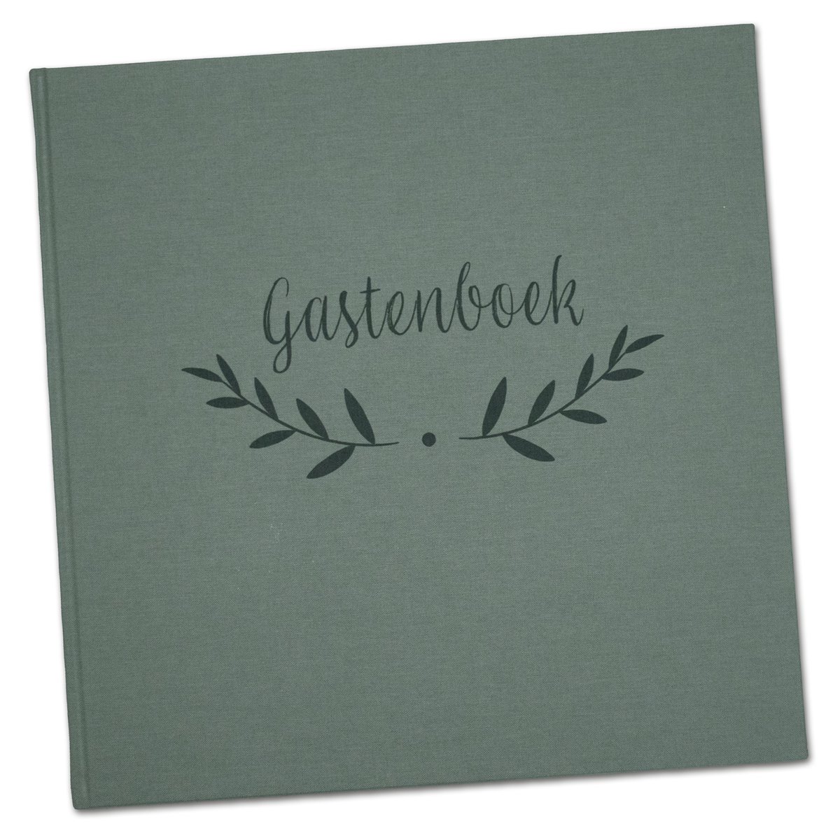 XXL Gastenboek bruiloft met invulvragen - Luxe 30 x 30 cm hardcover met olijfgroen omslag - Gastenboek huwelijk - Gastenboek invulboek