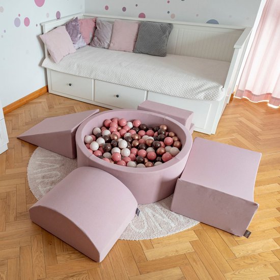 KiddyMoon Piscine à balles Piscine à balles avec boules colorées 90X30cm/300 balles ∅ 7Cm Pour bébés enfants Ronde, Automne: Couleurs Marron/Rouge Cuivre/Beige Pastel/Saumon