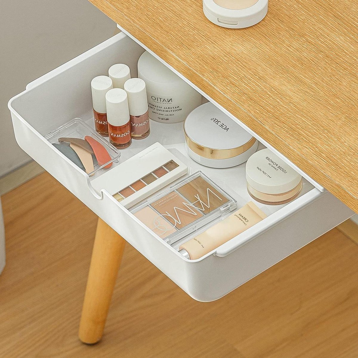 Lade onder bureau opbergdoos - Zelfklevende organizer voor kantoor - Verborgen ladebox - Wit