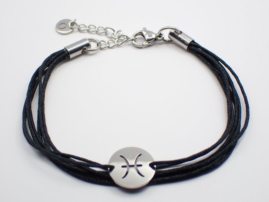 Colure® armband sterrenbeeld Vissen zwart koord