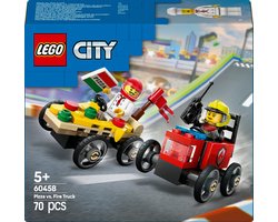 foto van LEGO City Raceautopakket: pizzabestelwagen vs. brandweerauto - 60458