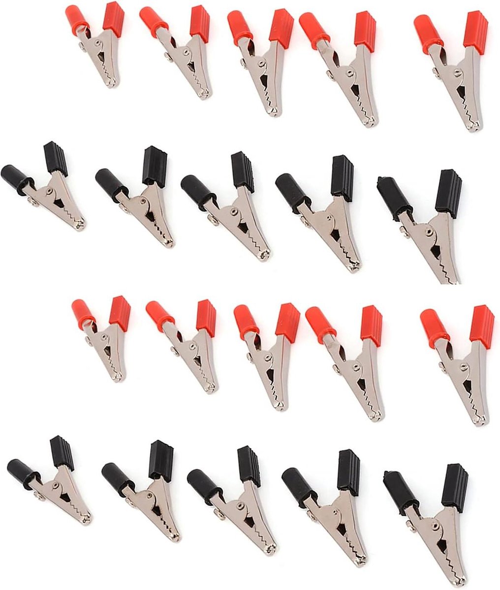 10 Pair Insulated Crocodile Clips - Electric Battery Connectors - 10A Electrical Clip Assortment - Electrical Test Metal Alligator Clamps - Best Price .