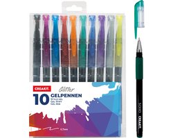 CREAKIT Gelpennen Glitter – 10 stuks – Gelpennen Gekleurd – Gelpennen voor Volwassenen en Kinderen – Pennen Set - In Etui