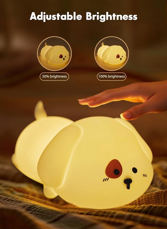 Schattig puppy-nachtlampje-Nachtlampje-Nachtlampje Baby-Nachtlampje Kinderen-Leeslamp-7 Kleuren Aanraaklicht-Oplaadbaar-Warm Licht van Merkloos — afbeelding 5