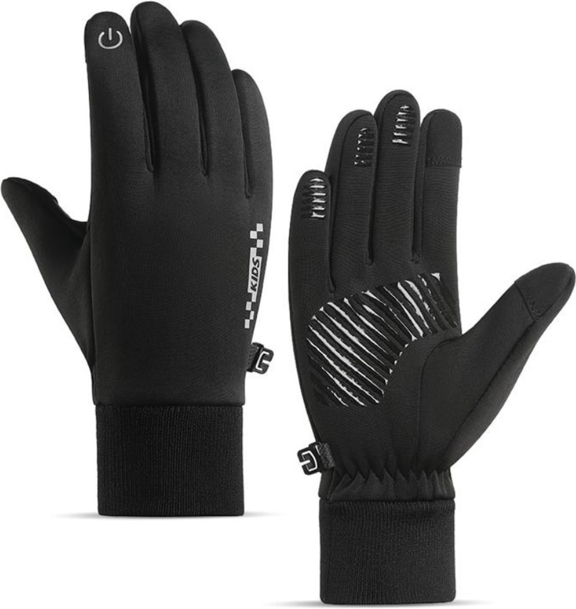 Chibaa - Kinder Sport Winter Handschoenen - Antislip - Touchscreen - Fietsen - Outdoor - Sporten - Voetbal - Wind - 5-8 jaar - Medium - Zwart