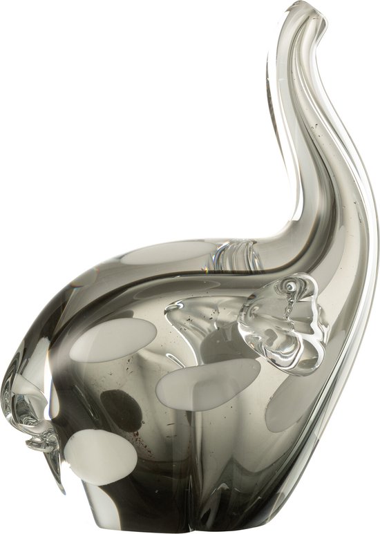 Decoratieve transparant/zwarte glazen olifant met luchtbellen.