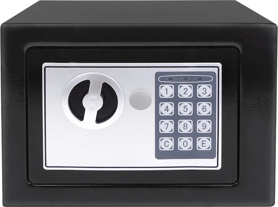 Jo-Jo Products 4U - Kluizen Voor Thuis Brandwerend Waterdicht Met 2 Handmatige Override Sleutels, Veiligheid Veilige Gelddoos Met Dubbel Digitaal Toetsenbord En Sleutel, Zwart 4.6 liter
