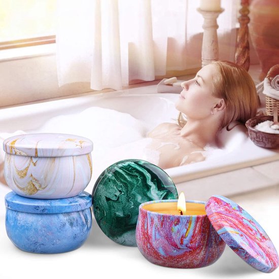 Cadeauset voor vrouwen - herstellende handcrème - 4 x 30 ml & geurkaarsen - 4 x 80 g - kerstcadeauset voor Valentijnsdag - verjaardagscadeauset voor moeder - vriendin - beste vriend