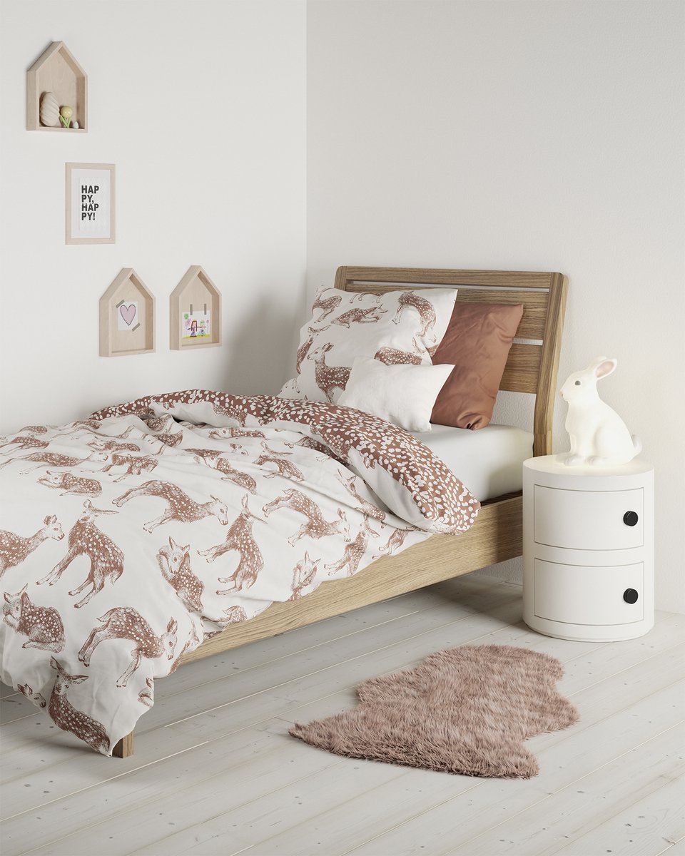 Mistral Home DEKBEDOVERTREK - katoen renforcé - 140 x 200 cm + 65 x 65 cm - eenpersoons - tekening - bruin Bruin/Wit