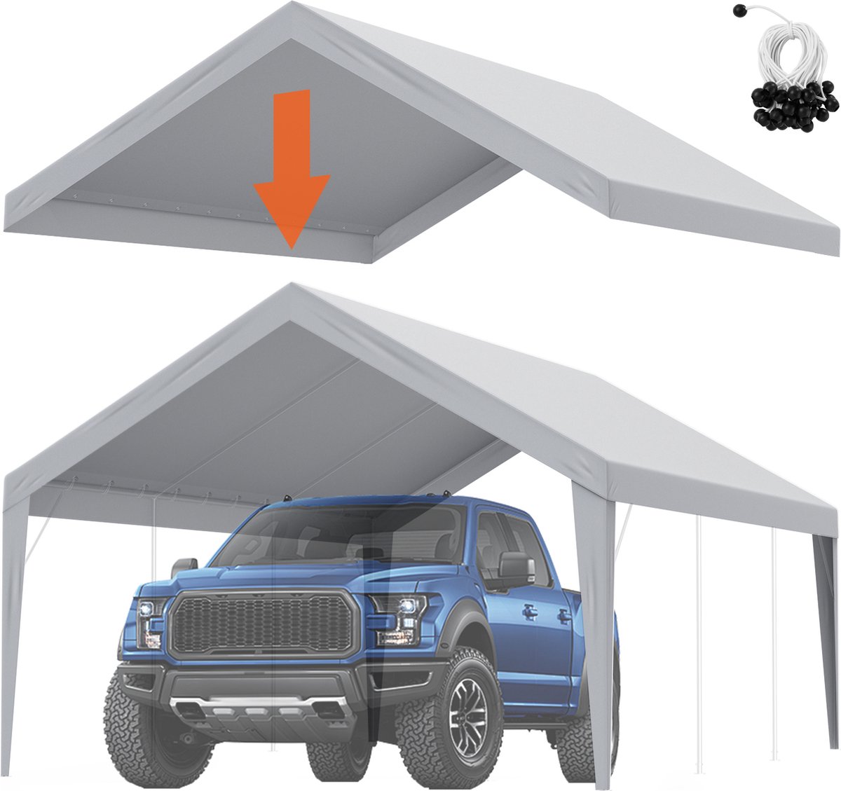 VEVOR Garagetent 12' X 20' Garagedaktent Onderdakzeil Waterdicht Uv-Beschermd Eenvoudige I