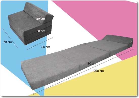 Vouwmatras grijs twijfelaar - logeermatras - 120x200x10 cm - campingmatras