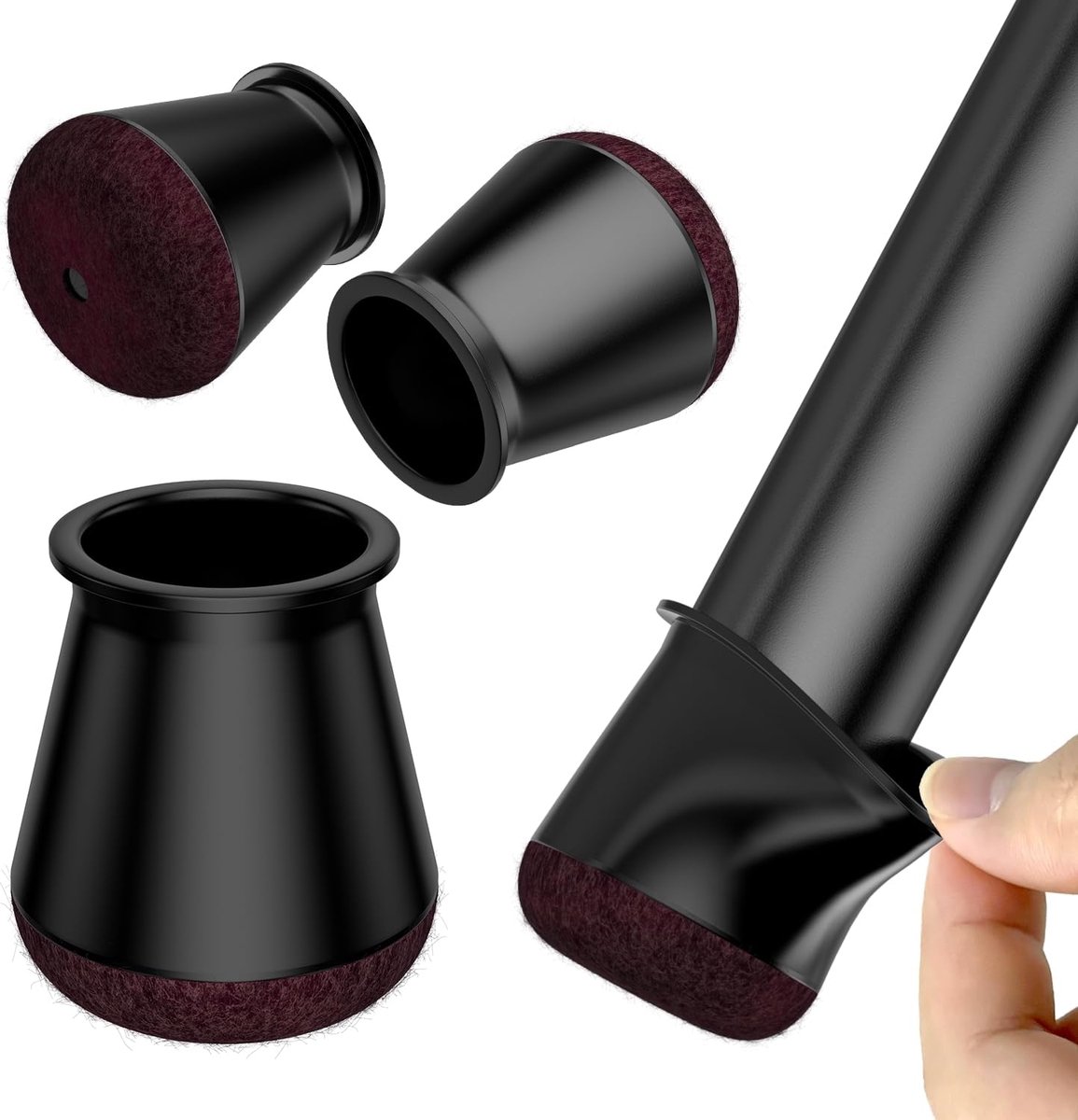 Goodivery ® Set van 32 Zwarte Stoelpoot Beschermers met Vilt voor Ronde Stoelpoten 18-28mm