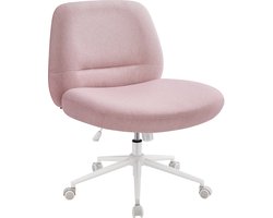 Bureaustoel met brede zitting - Pastelroze onderstel - Draaistoel - Ergonomisch ontwerp - 70 cm x 70 cm x (82-90 cm) - Stalen frame