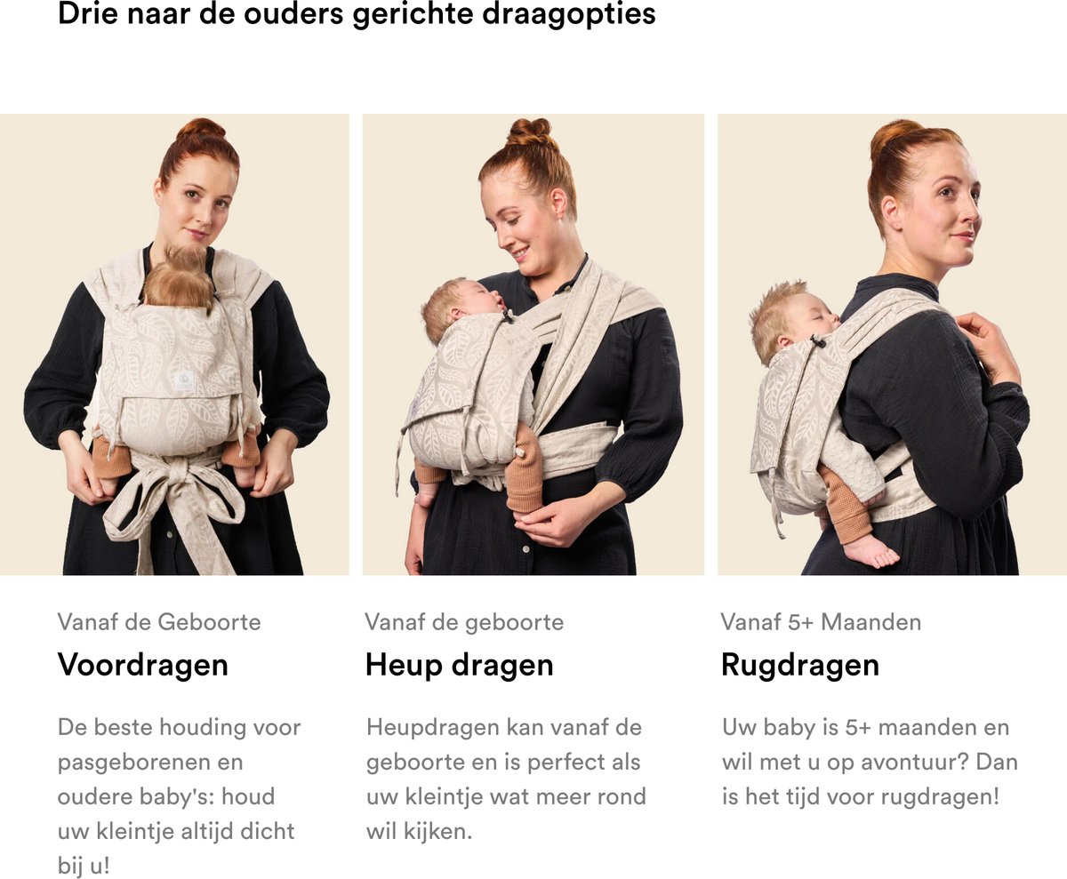Stokke Limas Draagzak, Floral Beige - Versie 2023 (OCS) - Draagzak voor pasgeborenen met halve gesp - Drie draagopties - Veilig vanaf de geboorte, tot 15 kg – foto 5