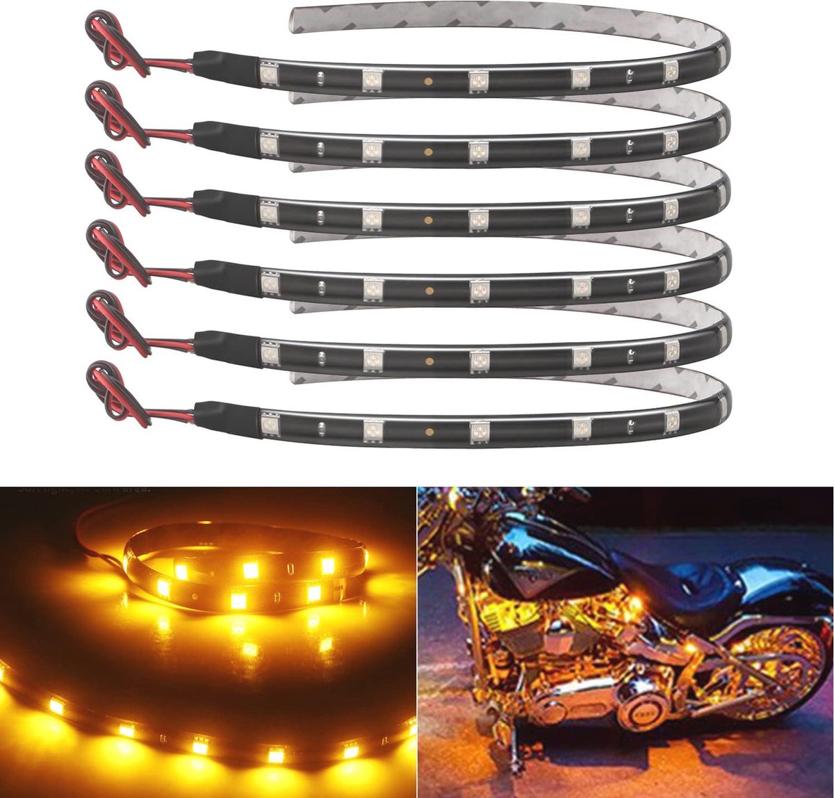 Waterdichte LED Strip Licht 30 CM voor Auto Interieur en Exterieur - Gele 12V 5050 12SMD