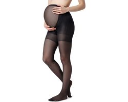 Be Mammy Dames Zwangerschap Panty - 40 DEN - Halsterloos - Polyamide - BE-GI-1119 - Zwart - L