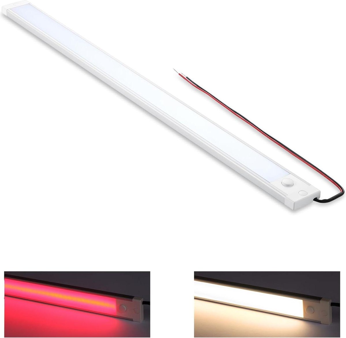 12V LED Strip Verlichting 510mm - Dimbaar - 8W 860LM - Universeel Onder Kabinet - Bus Caravan Boot - Schakelaar&Rood Nachtlampje - 3000K