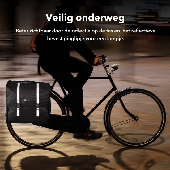 Packaway Dubbele Fietstassen - Waterdicht Fietstassen Elektrische Fiets - Reflectie - Zwart 36 Liter — afbeelding 5