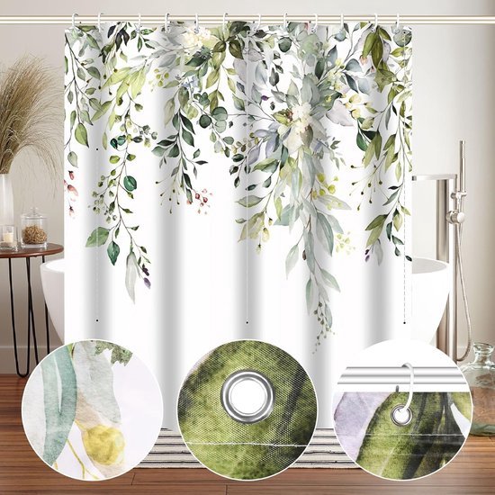 OLLIAR Home Wildlife Eekhoorn douchegordijn voor badkamer decor schattige vogel herfst douchegordijnen set met 12 haken wasbare stof badgordijn 180 x 200 cm