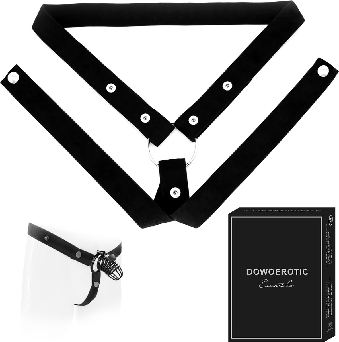 DOWO® - Chastity Cage Waist Strap - Kuisheids Riem - Belt voor Peniskooi - Zwart
