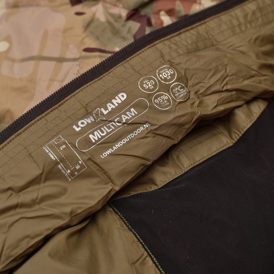 Lowland Outdoor MULTICAM donzen slaapzak - 1030g - 210x80 cm +0°C van LOWLAND OUTDOOR — afbeelding 3