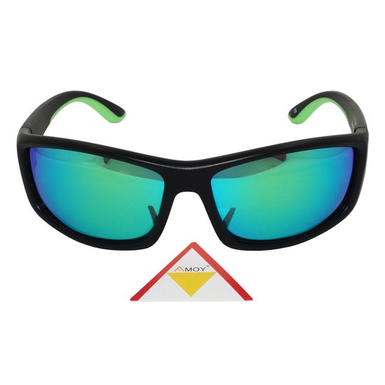 WK Amoy TR-90 Extra Light+Flexible Zonnebril- TAC polarized UV400 lens met anti reflectie laag-100% verwering van UVA,UVB,UVC - TR-90 Strong +light+Flexible Frame - Mat zwart montuur met Groen REVO coating Sportzonnebril van WK Amoy — afbeelding 4